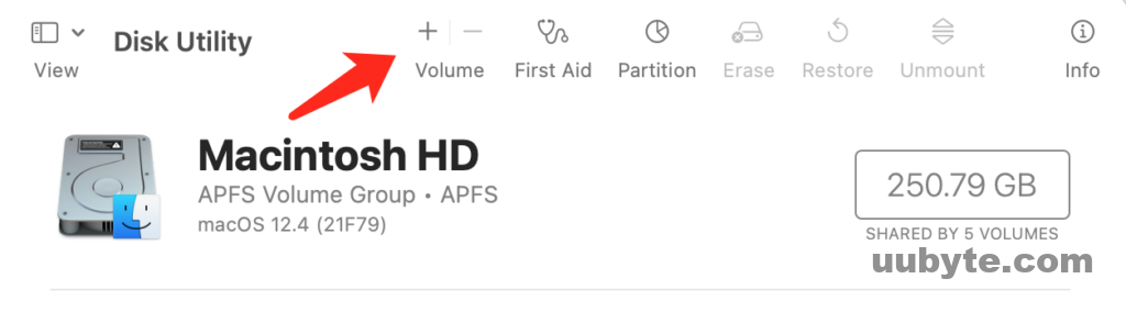 add volume disk utility