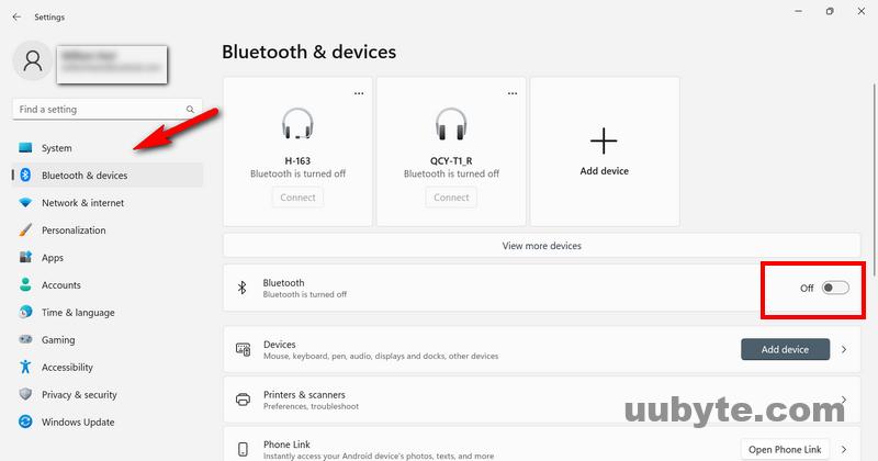 Bluetooth settings in windows 11