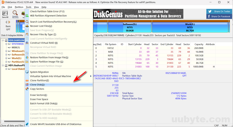 clone drive diskgenius