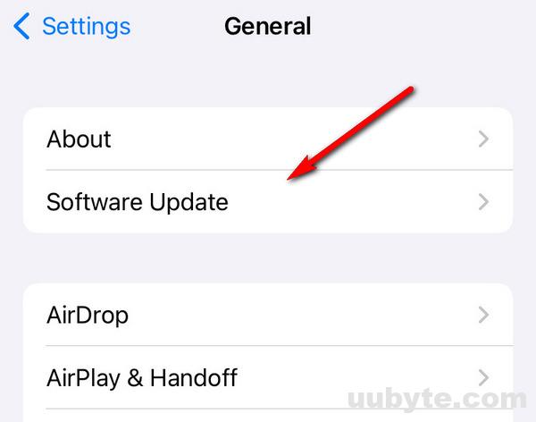 software update under general iphone