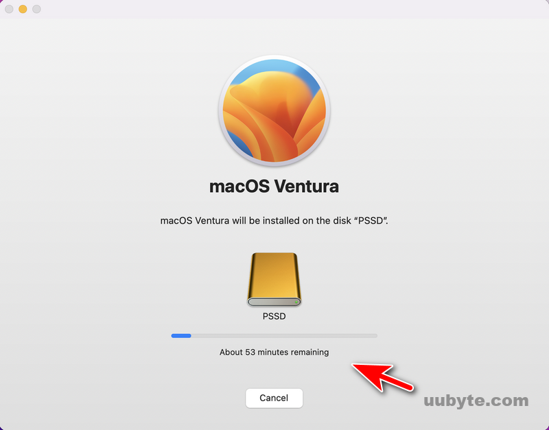 start installing ventura to external ssd