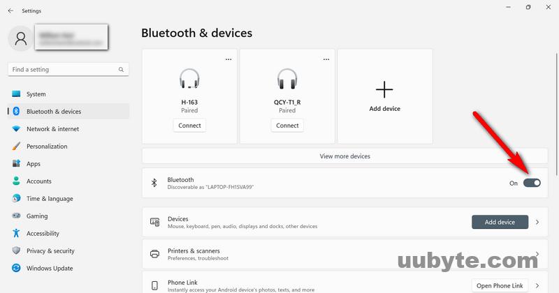 turn on bluetooth windows 11