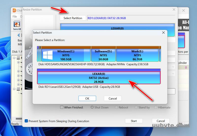 diskgenius create new partition virtually choose partition