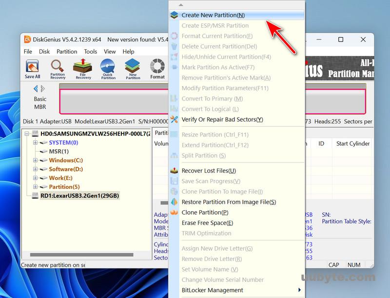 diskgenius create new partition