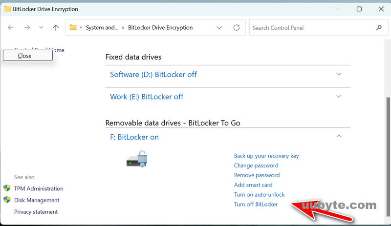 remove bitlocker password windows 11