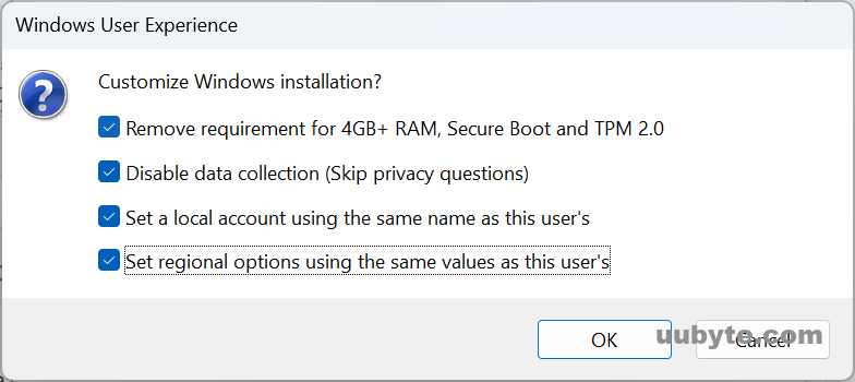 rufus windows 11 customize installation