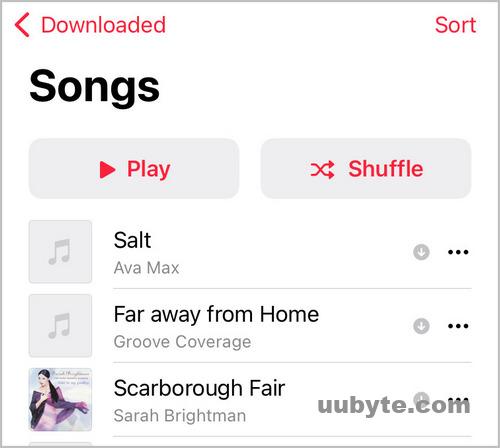 apple music songs list