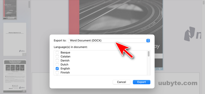 Nitro PDF Pro export as word