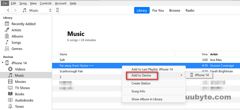 add music to iphone from pc with itunes