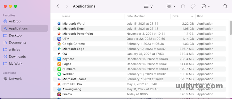 application size mac