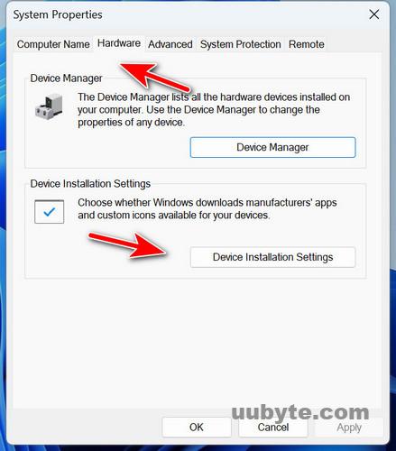 device installation settings windows 11