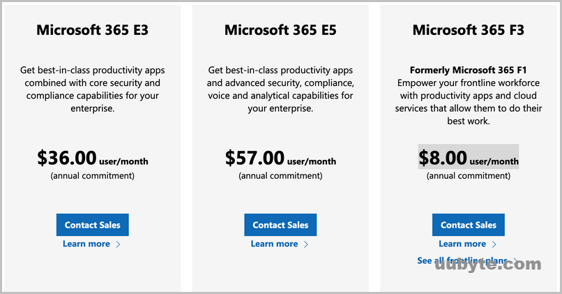 microsoft 365 for enterprise pricing