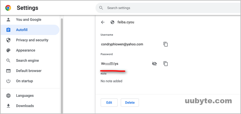 chrome view user password