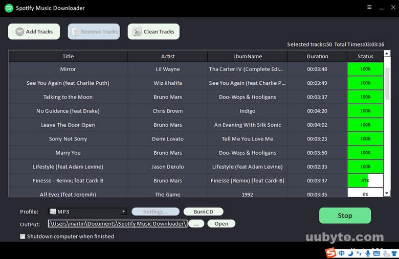 spotify music downloader in progress