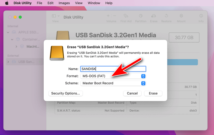 format usb disk utility mac