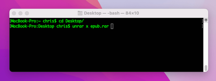 open rar on mac terminal