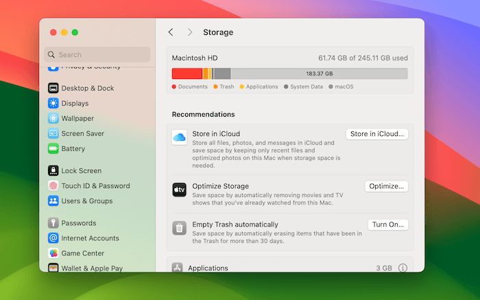 storage recommendations mac sonoma