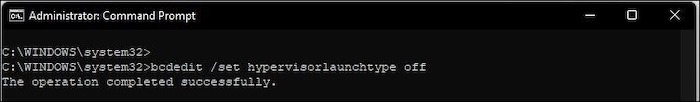 disable hyper-v windows 11 bcdedit