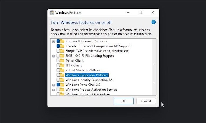 disable windows hyper platform