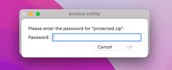 open password protected zip file