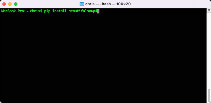 pip install beautifulsoup4 mac