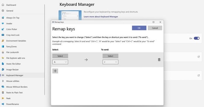 powertoys keyboard manager