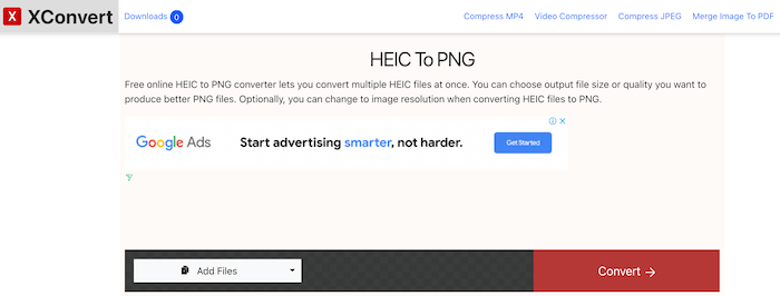 xconvert heic to png converter