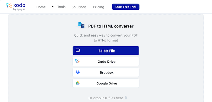 xodo pdf to html