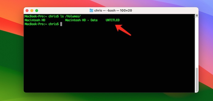 list volumes on mac