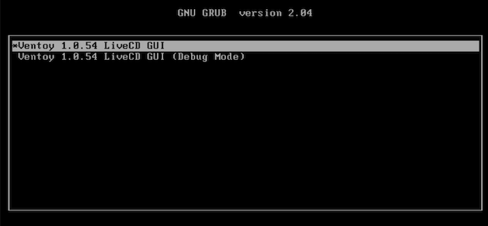 ventoy livecd boot menu