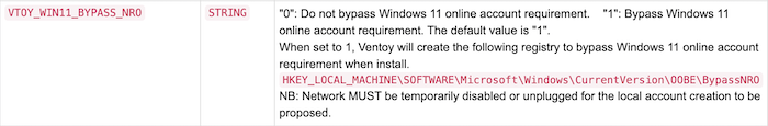 ventoy bypass online requirement