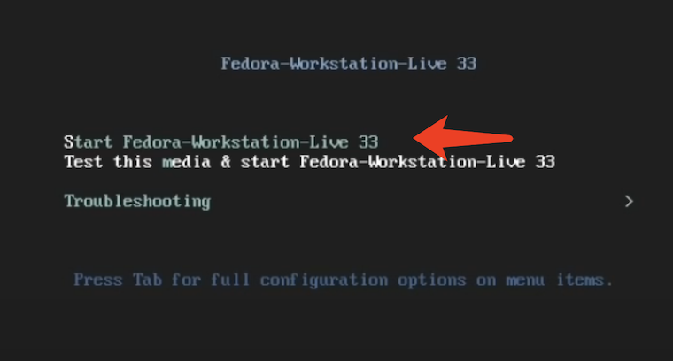 boot fedora from usb