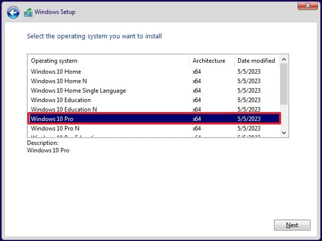 choose windows 10 version
