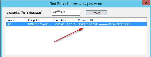 find bitlocker recovery key from printed copy