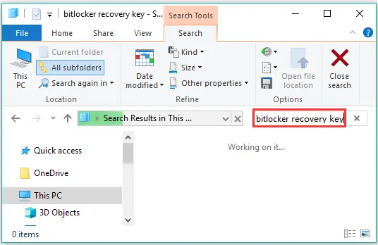 find bitlocker recovery key from txt file