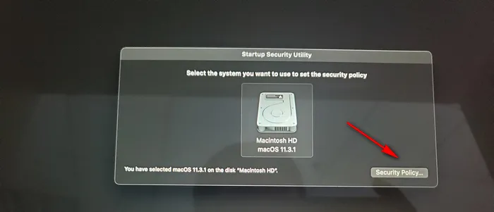 M1 Mac Startup Security Utility
