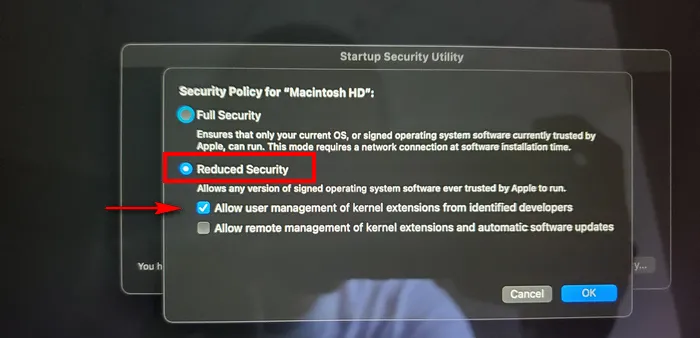M1 Mac Startup Security