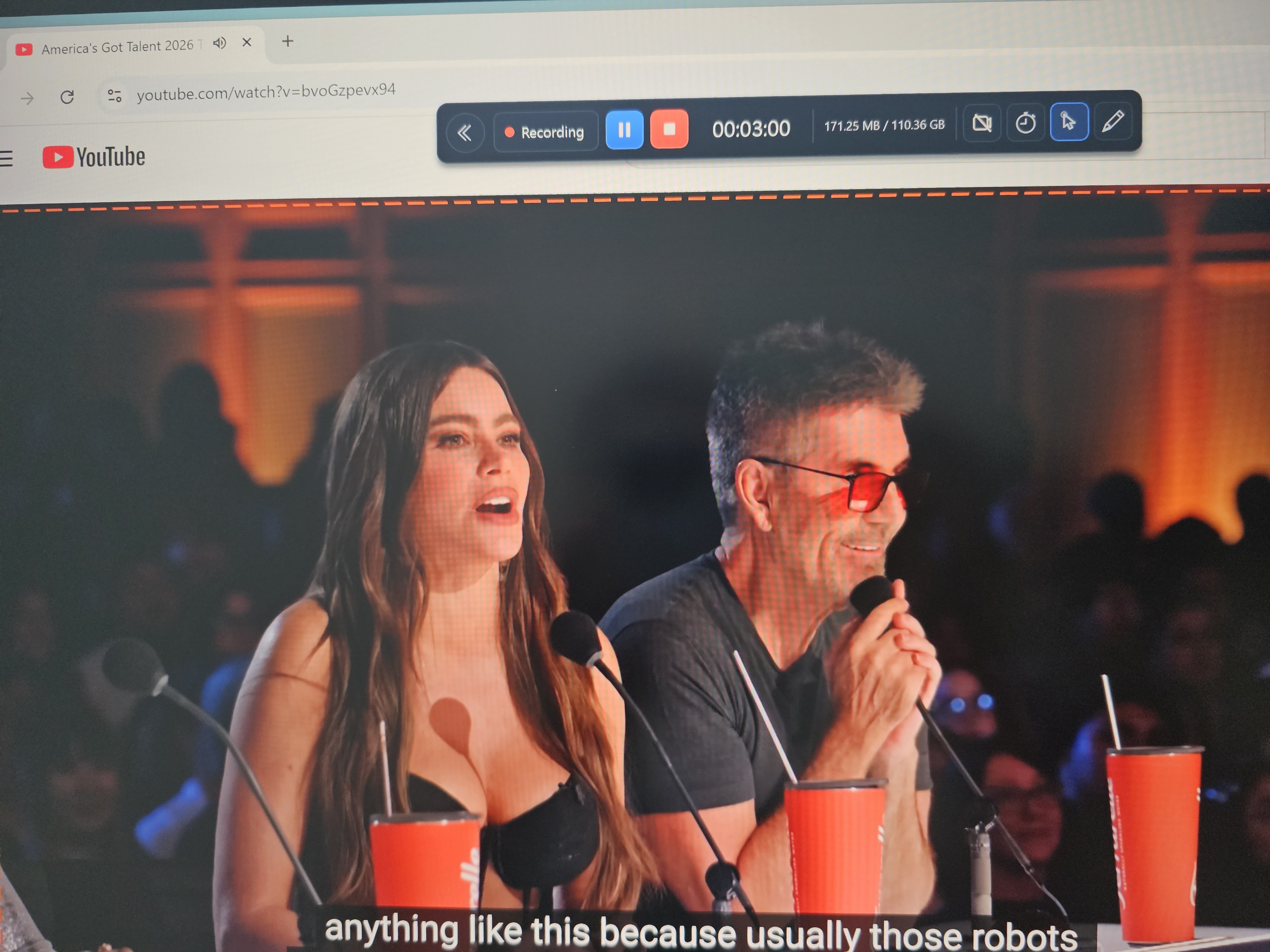 CaptureGo recording toolbar while recording a Windows screen
