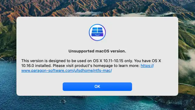 app run error big sur