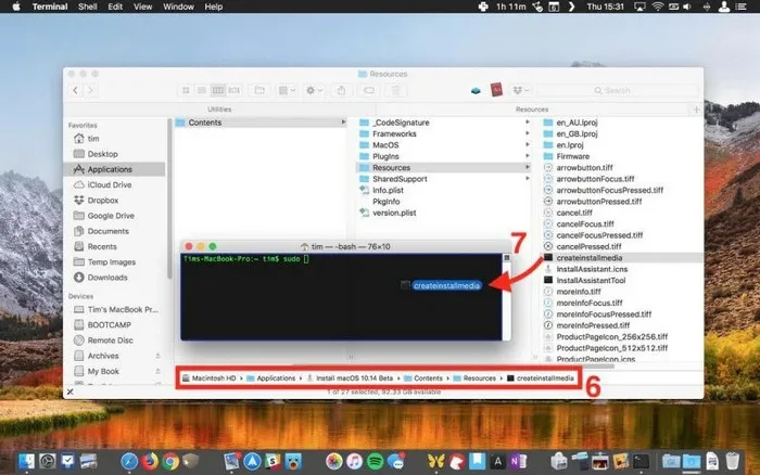 Create Mojave Bootable USB Terminal