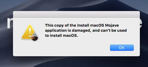 Damaged Copy of macOS Mojave App