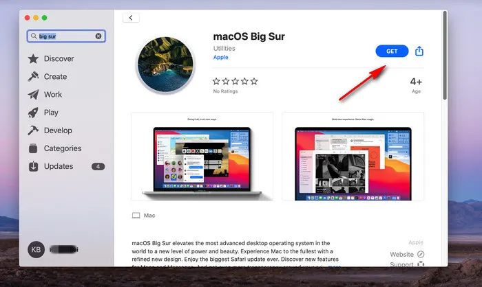 Download macOS Big Sur from App Store
