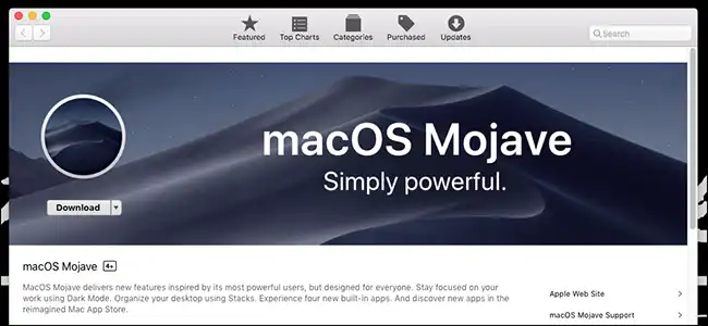 download macOS Mojave from app store