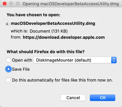 macOS Developer Beta Access Utility