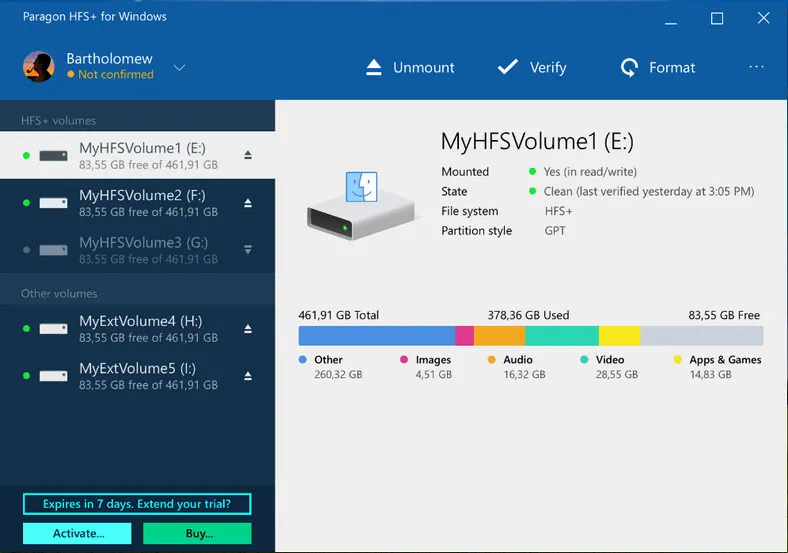 Paragon HFS+ for Windows