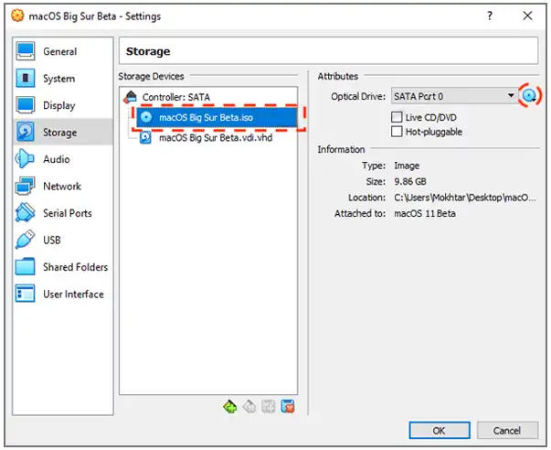 VirtualBox Virtual Machine Disk Settings