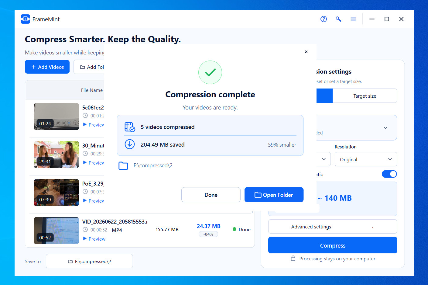 Compress videos with FrameMint screenshot placeholder