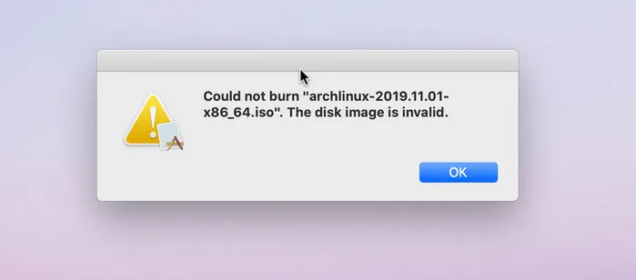 Burn ISO to CD Catalina Error