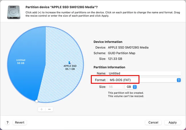 Partition Apple SSD Disk Utility