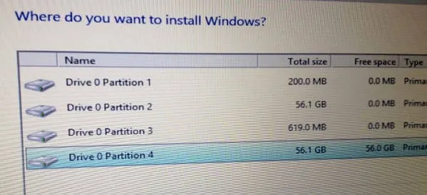 Choose a Partition for Windows 11 Install